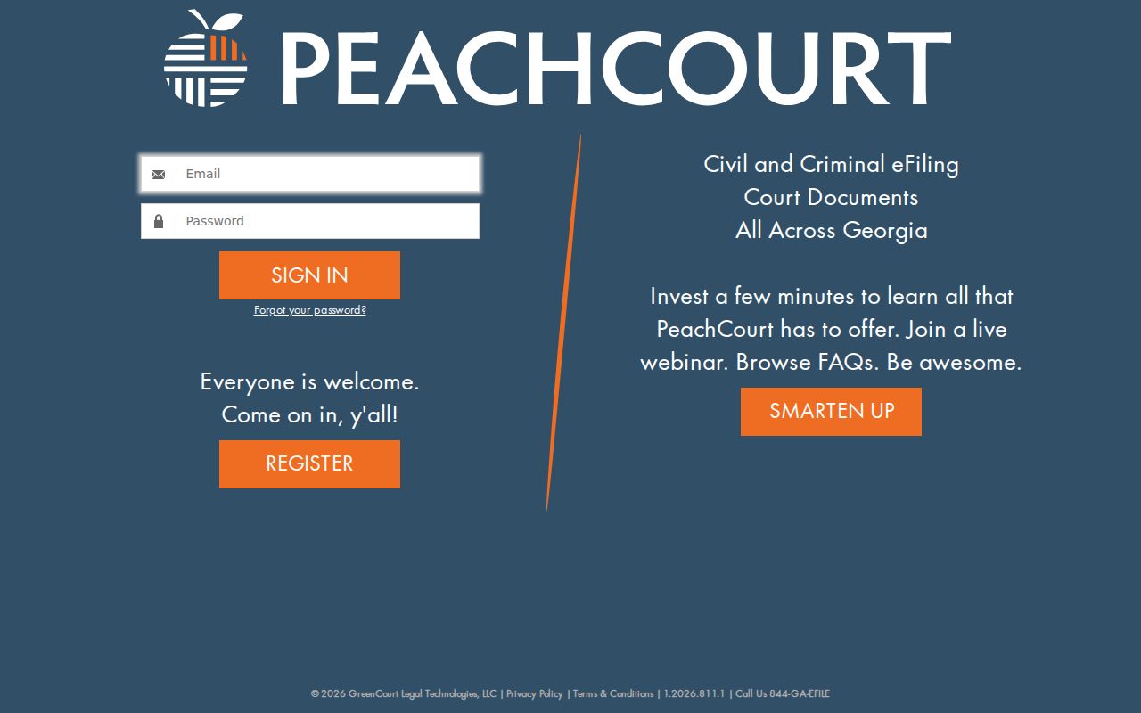 PeachCourt account gateway for Appling County Superior and State case lookup