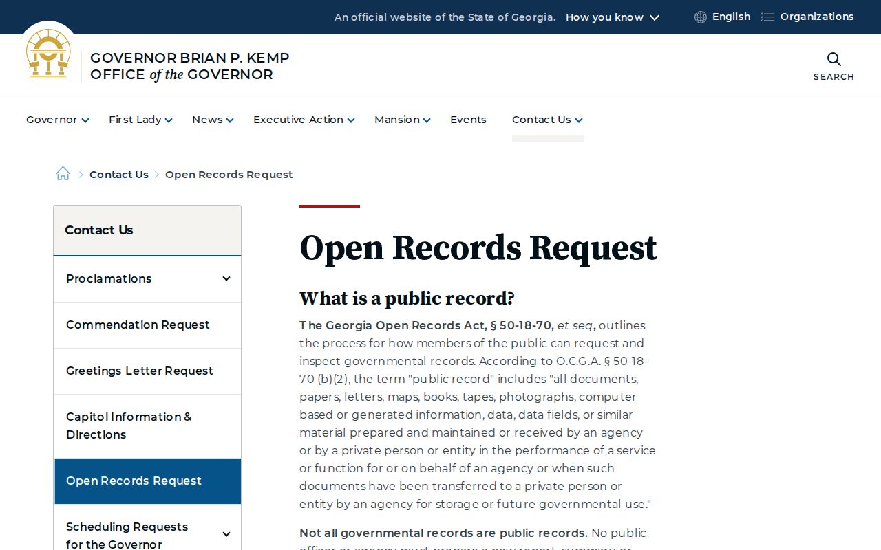 Georgia open records request guidance relevant to Appling County agencies