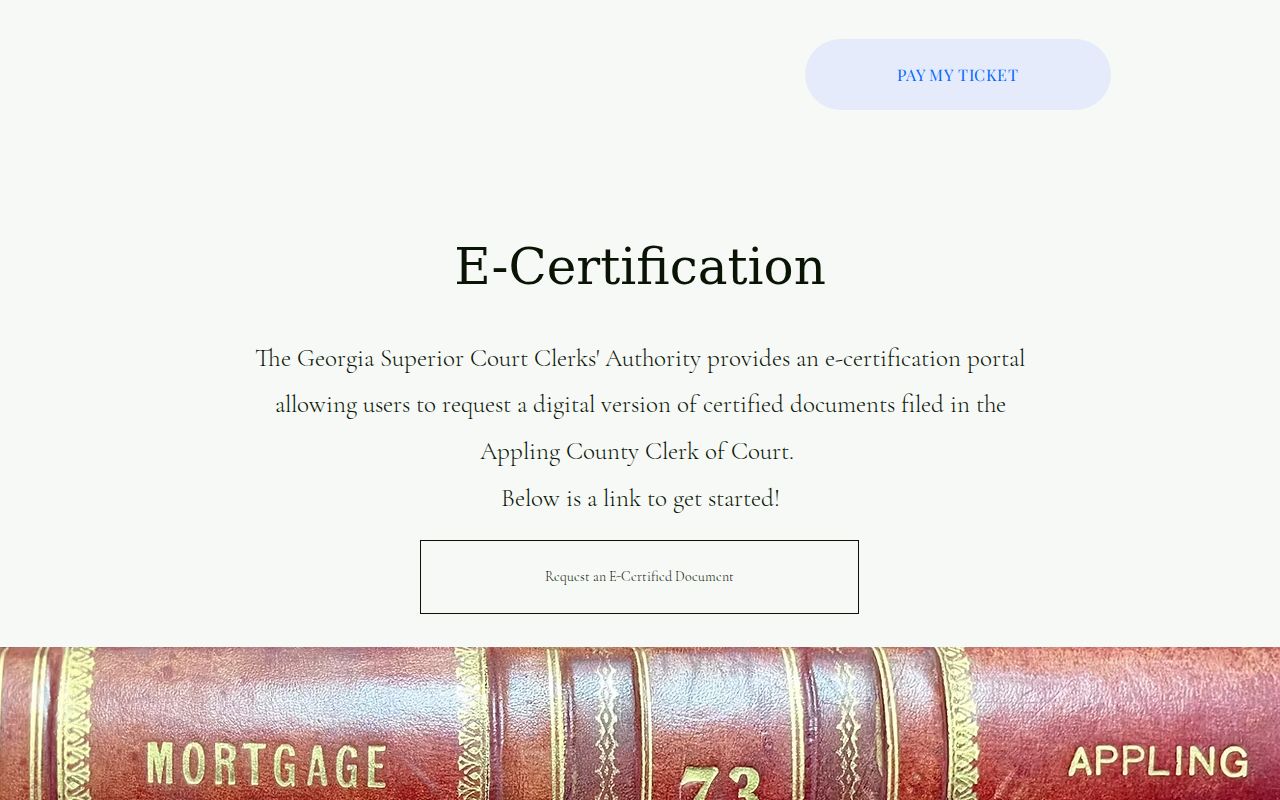 Appling County Clerk electronic certified court record page