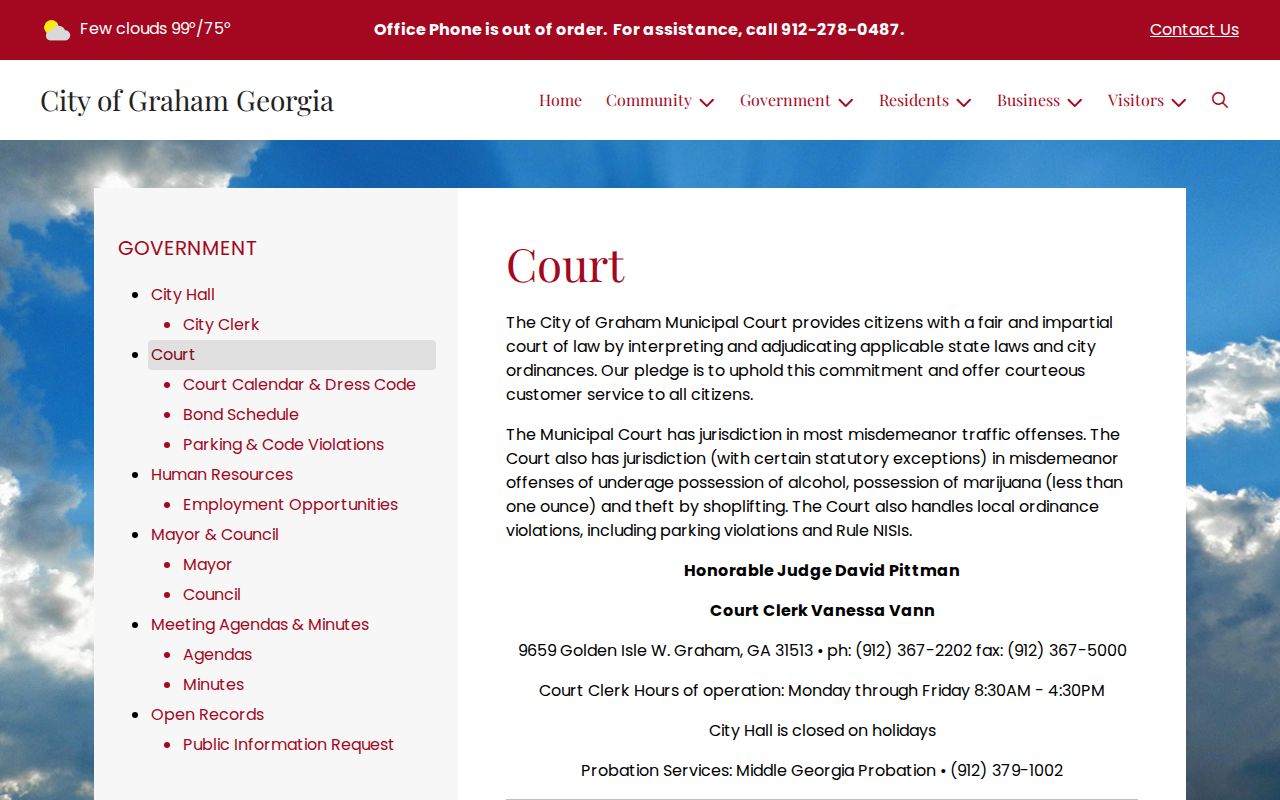 Official Graham Municipal Court docket contacts and instructions
