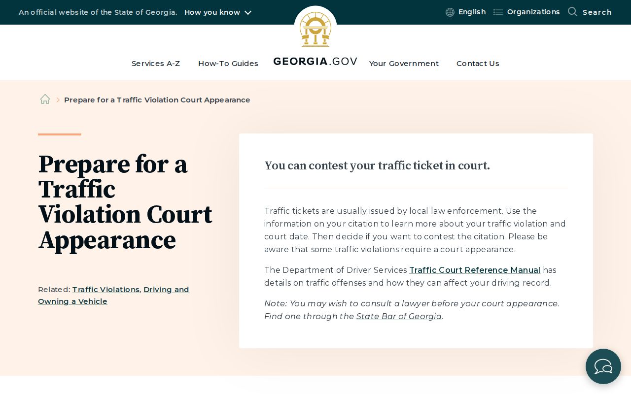Georgia traffic court preparation guidance for Appling County tickets